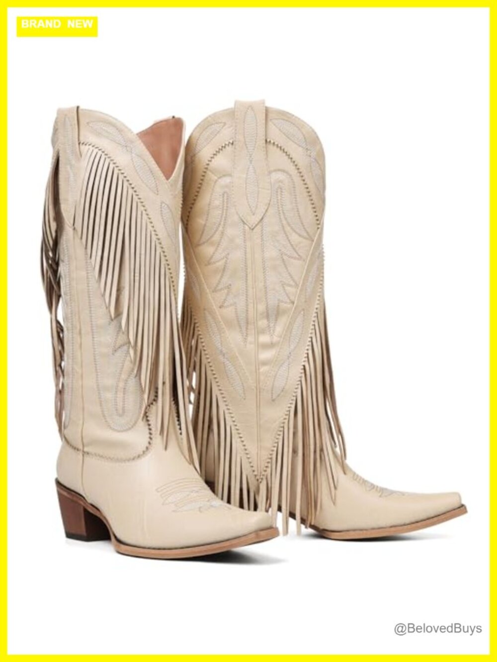 Mattiventon Women's Faux Leather Fringe Knee High Western Cowboy Boots